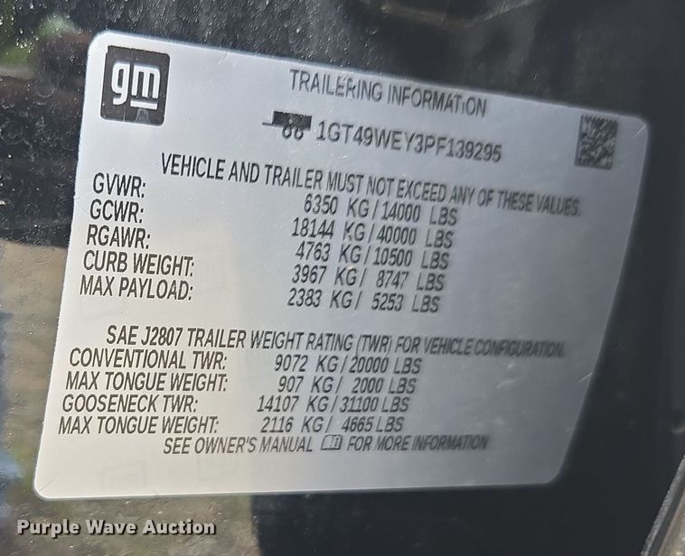 image for item YA0529 2023 GMC Sierra 3500HD Denali Crew Cab pickup truck