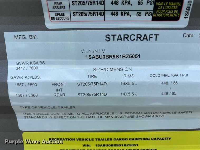 image for item YA0761 2025 StarCraft Autumn Ridge camper