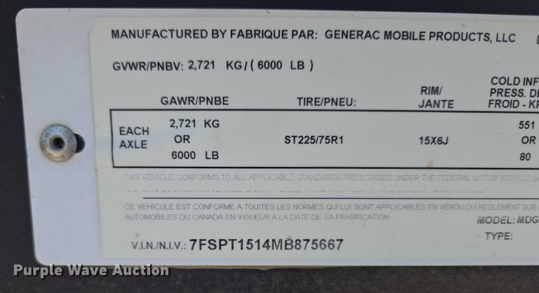 image for item DF8615 Generac MDG75DF4 generator