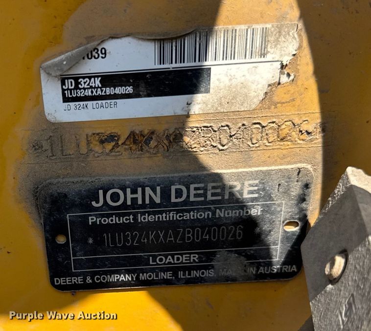 image for item DJ9688 2015 John Deere 324K wheel loader