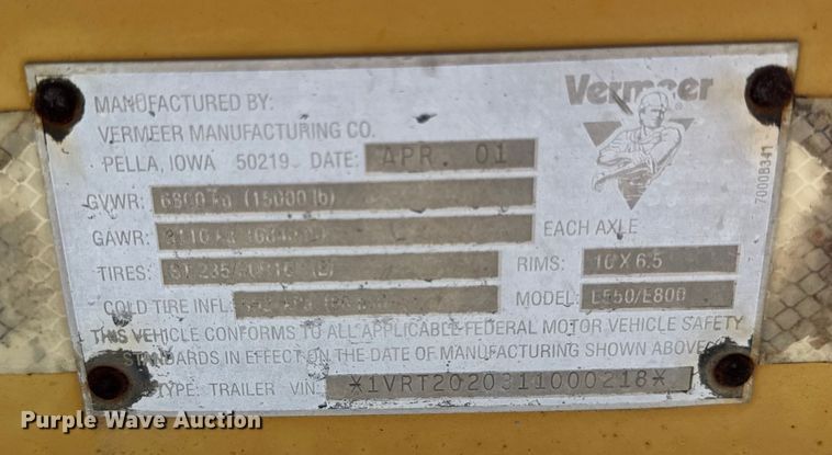 image for item DJ9693 2001 Vermeer E800 vacuum excavator