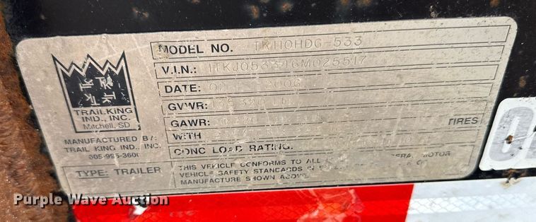 image for item DR2810 2006 Trail King lowboy equipment trailer