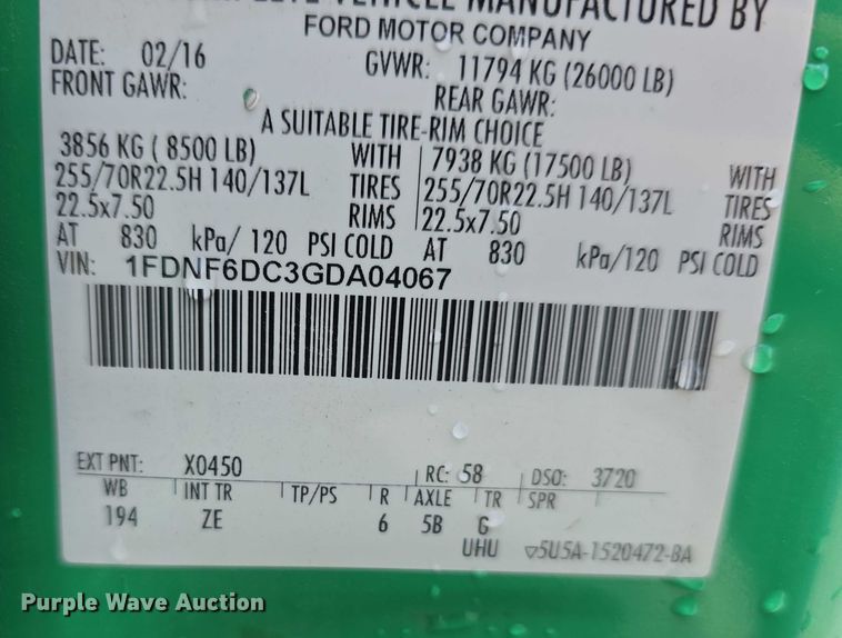 image for item DR3959 2016 Ford F650 Super Duty rollback truck