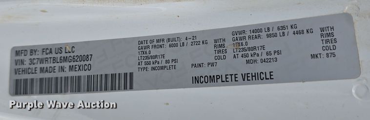 image for item DR3963 2021 Dodge Ram 3500 Heavy Duty flatbed pickup truck