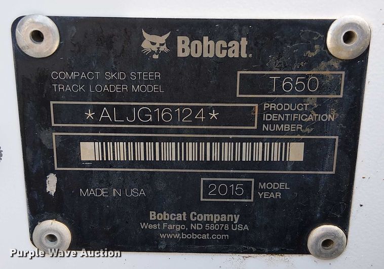 image for item DS3863 2015 Bobcat T650 tracked skid steer loader