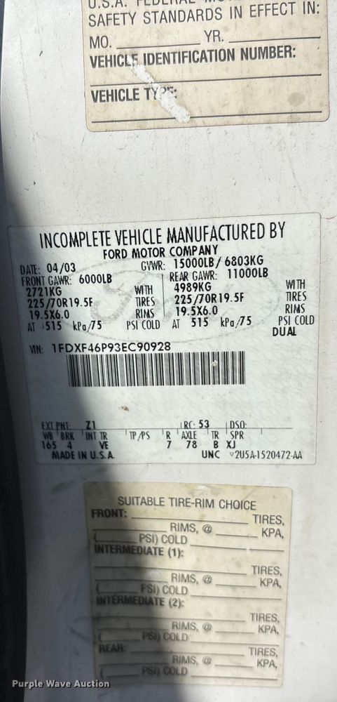 image for item DT3266 2003 Ford F450 Super Duty dump flatbed truck