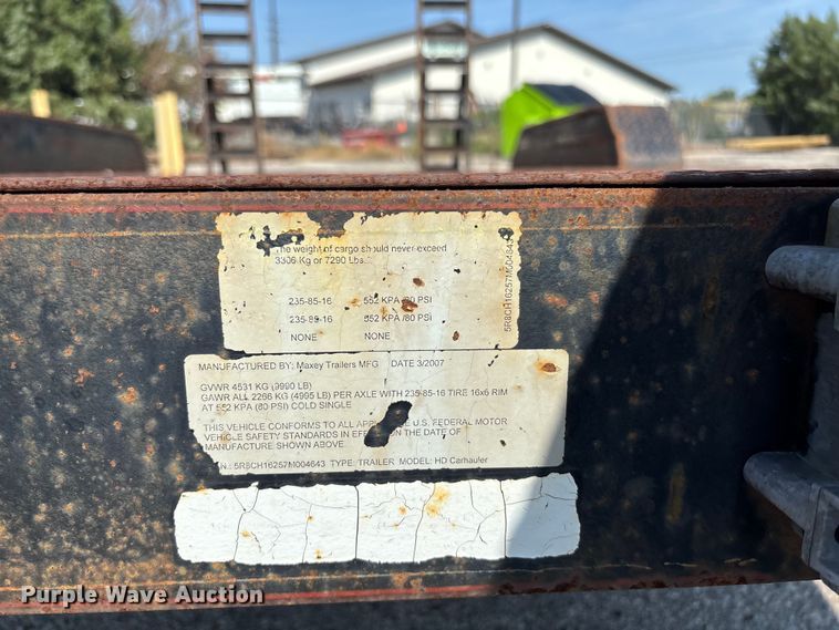 image for item DT3271 2007 Maxey utility trailer