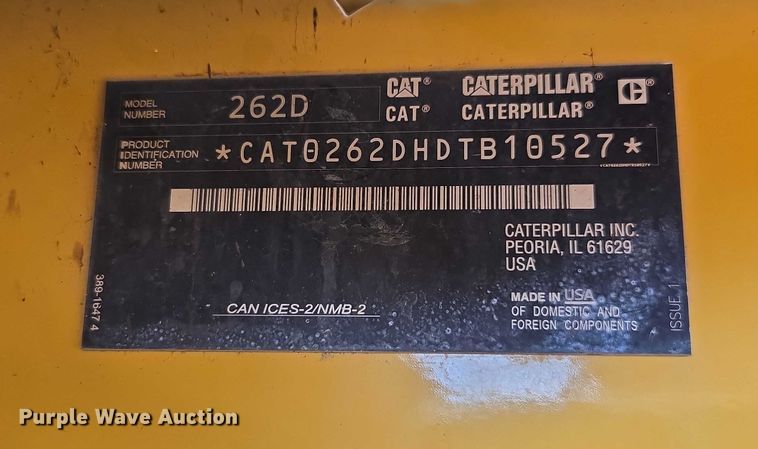 image for item DU2504 2019 Caterpillar 262D skid steer loader