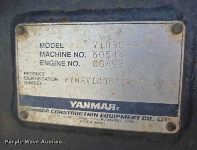 image for item DU6755 Yanmar VI035 6A mini excavator