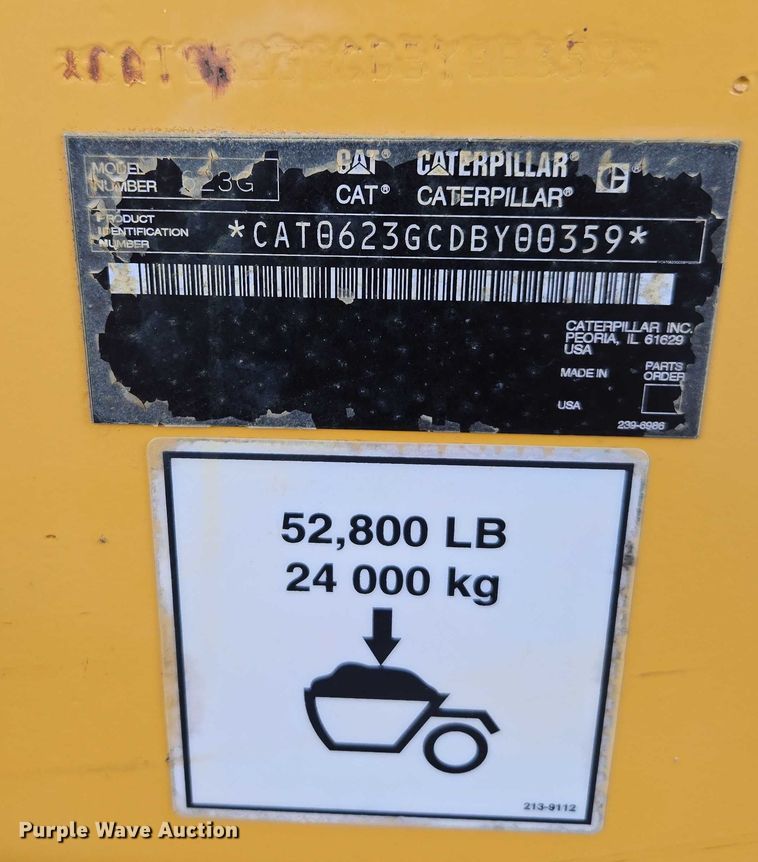 image for item DU7952 2007 Caterpillar 623G elevating scraper