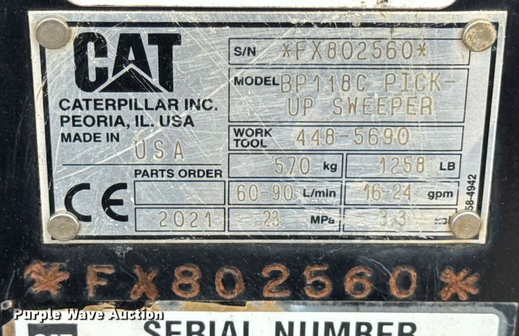 image for item DW3474 Caterpillar BP118C skid steer sweeper