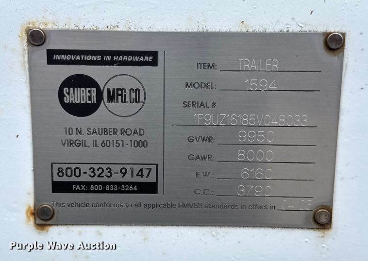 image for item DW3490 2005 Sauber Mfg. Co. 1594 oil filtration trailer