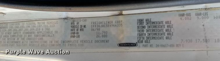 image for item DW3495 1999 Freightliner FL60 flatbed truck