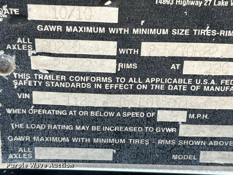 image for item DX5696 2011 Eager Beaver 50GSL-PT lowboy equipment trailer