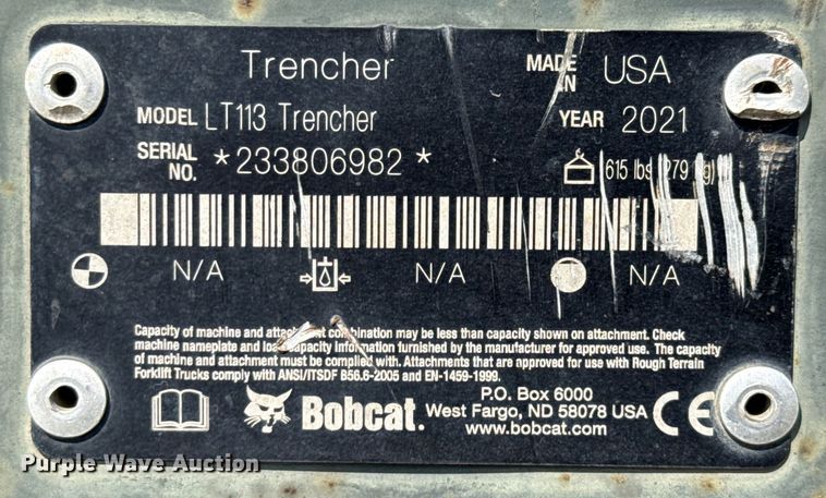 image for item DX5740 2021 Bobcat LT113 compact utility loader trencher