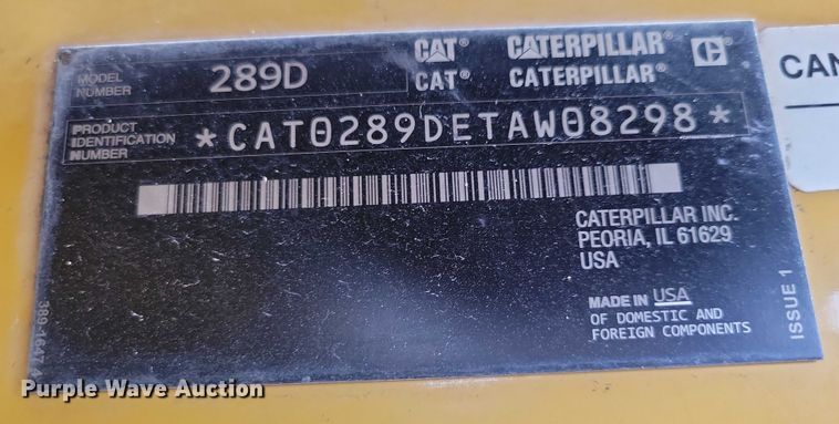 image for item DX7213 2017 Caterpillar 289D tracked skid steer loader