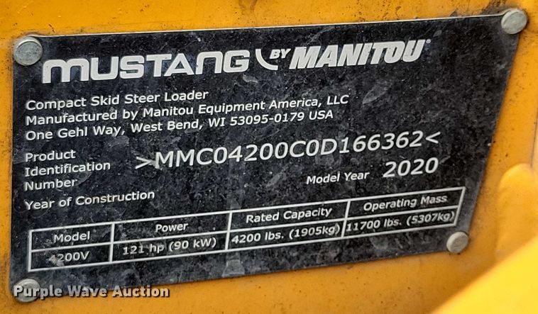 image for item DX7215 2020 Mustang 4200V skid steer loader
