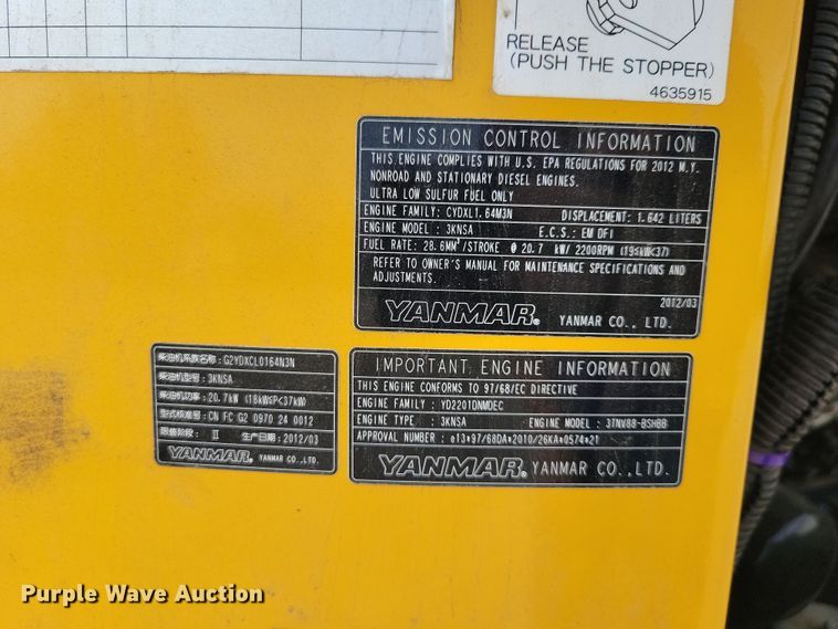 image for item DX7410 2012 John Deere  27D mini excavator