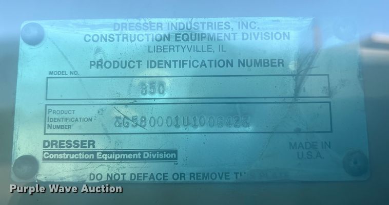 image for item DY0931 1989 Dresser 850 motor grader