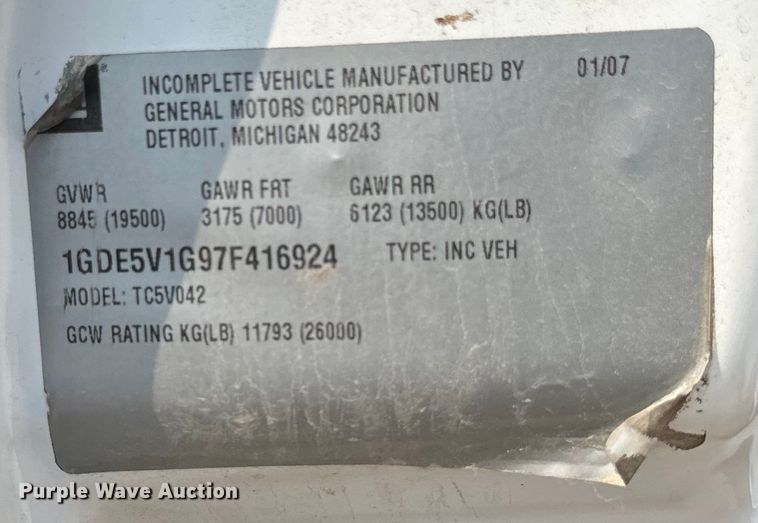 image for item EB2812 2007 GMC C5500 utility / service truck