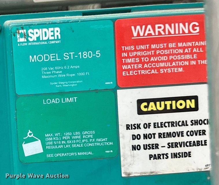 image for item EB2851 (2) Spider ST-180-5 platform system suspended scaffolding 