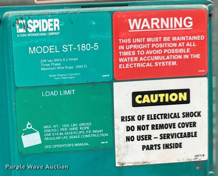 image for item EB2851 (2) Spider ST-180-5 platform system suspended scaffolding 