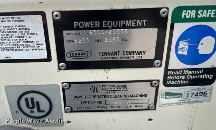 image for item EB2854 Tennant 6500 floor scrubber