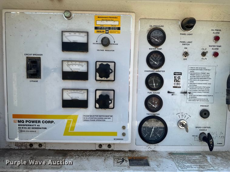 image for item EB2898 2002 MQ Whisper Watt DCA-45SSIUII generator