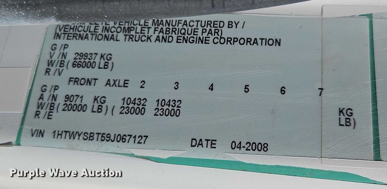 image for item EB8233 2009 International SF647 dump truck