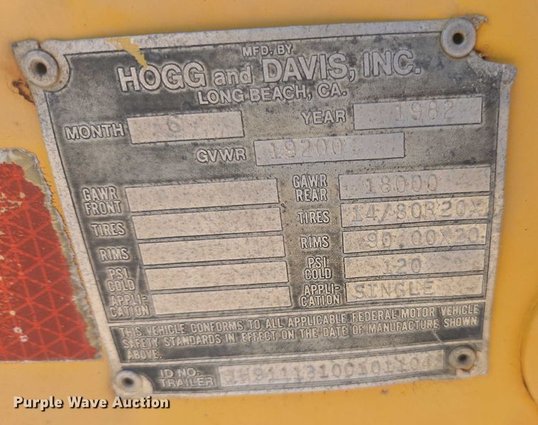 image for item EC3753 1982 Hogg and Davis H135 CRU reel trailer