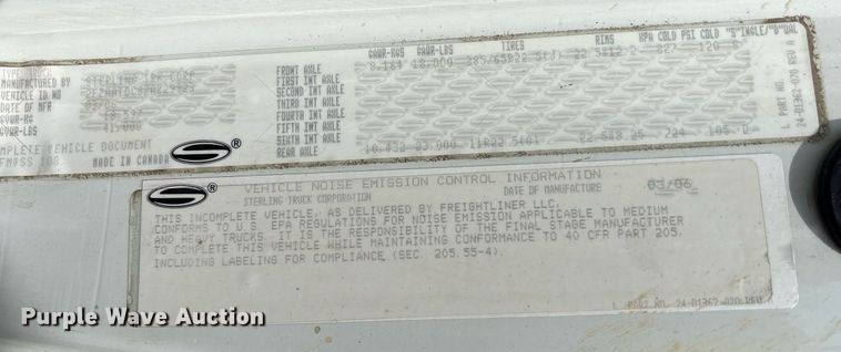 image for item EC4365 2007 Sterling L7500 sewer jetter truck