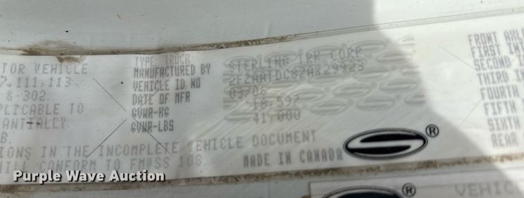 image for item EC4365 2007 Sterling L7500 sewer jetter truck