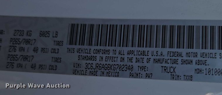 image for item ED2169 2019 Dodge Ram 1500  pickup truck