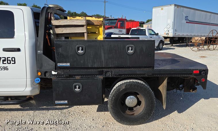 image for item ED2170 2015 Dodge Ram 3500 Crew Cab flatbed pickup truck