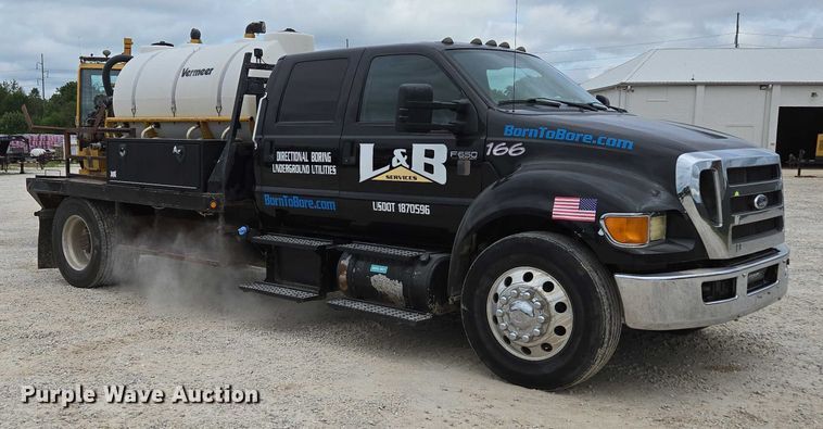 image for item ED2171 2016 Vermeer D24X40III directional boring unit with 2015 Ford F650 flatbed truck and 2021 Norstar equipment trailer