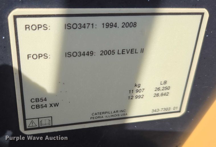 image for item ED2182 2014 Caterpillar CB-54 double drum vibratory roller