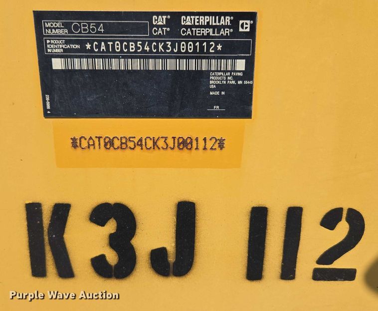 image for item ED2182 2014 Caterpillar CB-54 double drum vibratory roller
