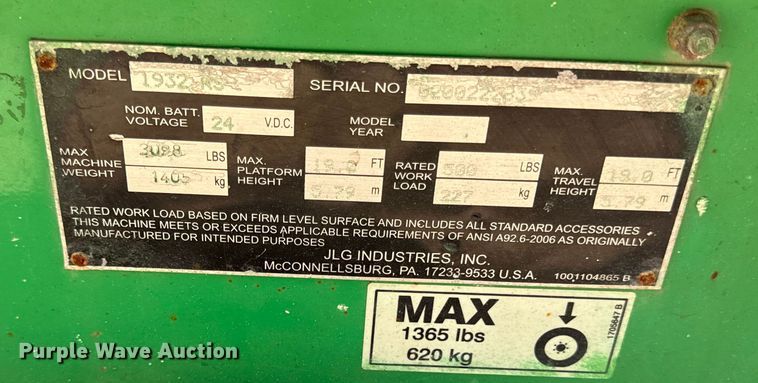 image for item ED4476 JLG 1932RS scissor lift