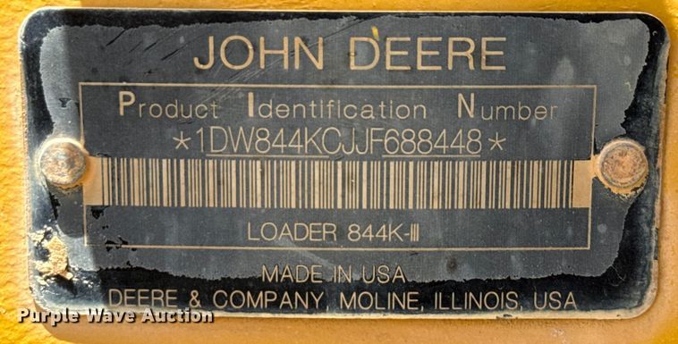 image for item ED5814 2018 John Deere 844K-III wheel loader