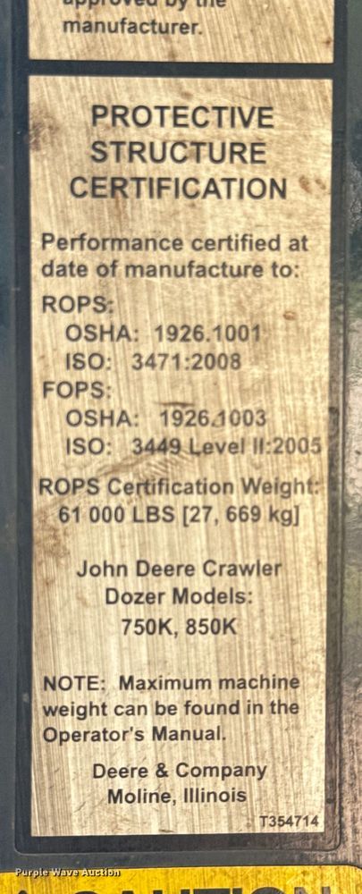 image for item ED5852 John Deere 850K WLT dozer