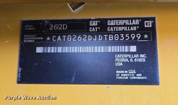 image for item EF1921 2015 Caterpillar 262D skid steer loader
