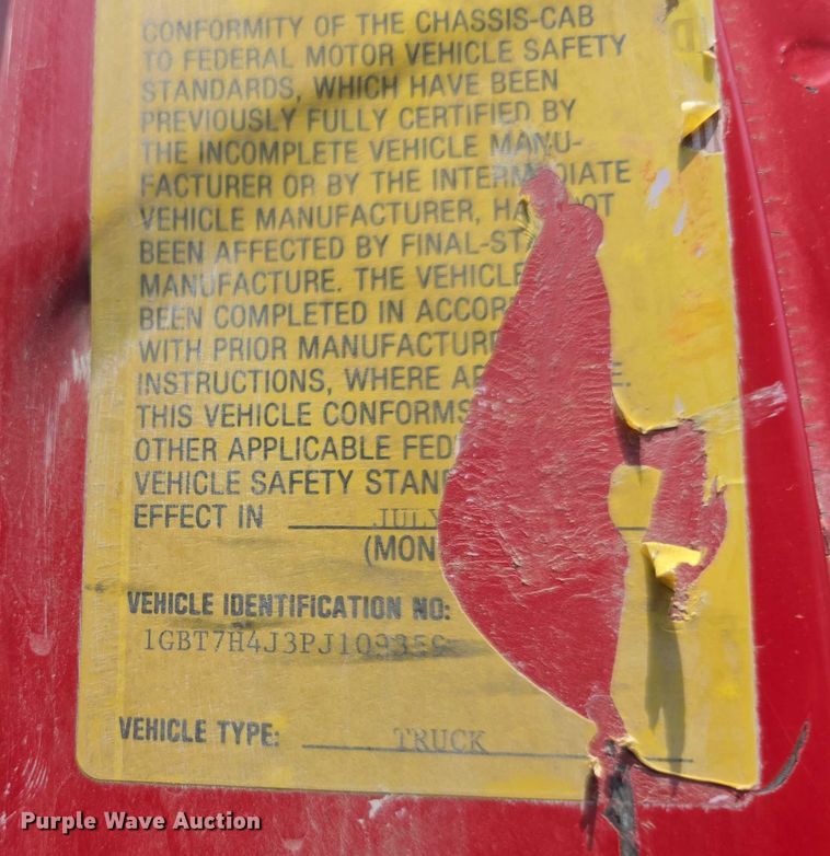 image for item EF3682 1993 Chevrolet Kodiak C6500 dump truck