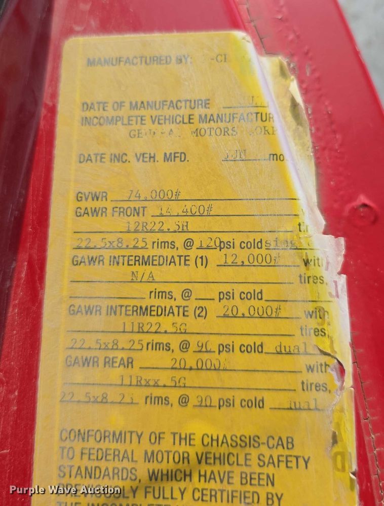 image for item EF3682 1993 Chevrolet Kodiak C6500 dump truck