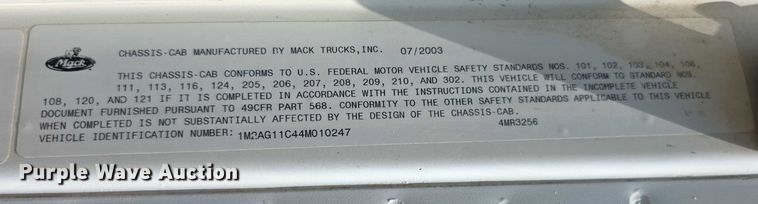 image for item EF3696 2004 Mack Granite CV713 dump truck