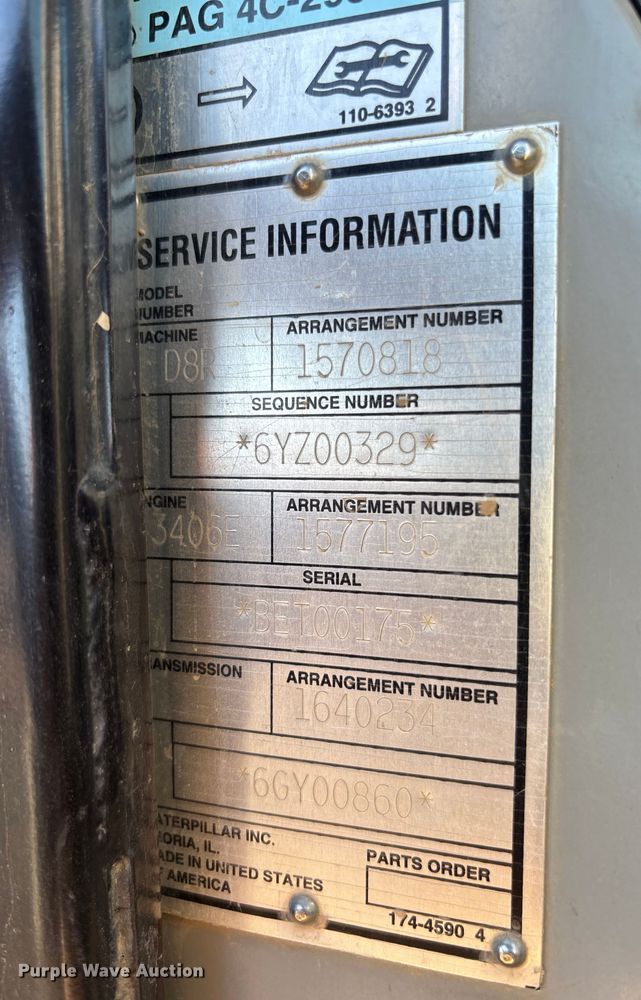 image for item EL6077 2000 Caterpillar D8R dozer