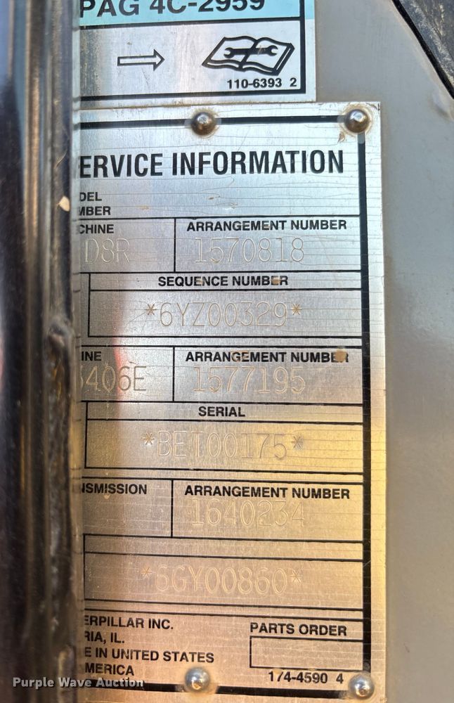 image for item EL6077 2000 Caterpillar D8R dozer