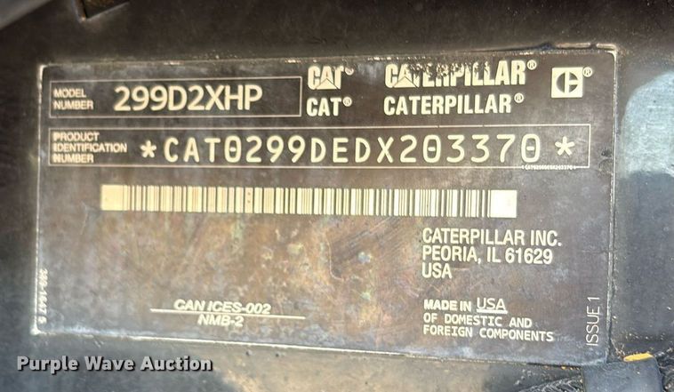 image for item EL6081 2018 Caterpillar 299D2XHP tracked skid steer loader