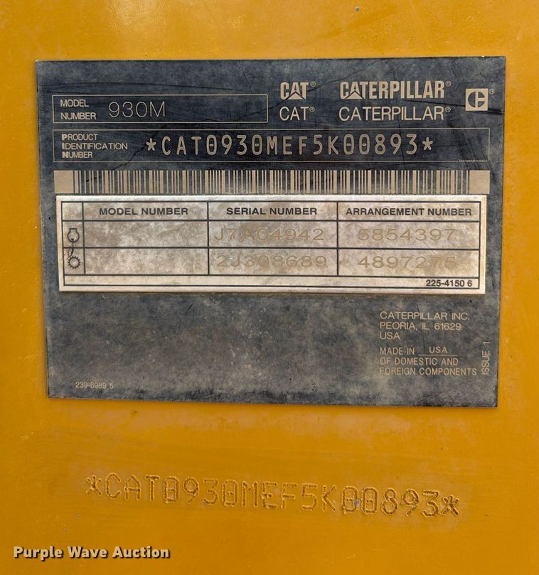 image for item EL6089 2020 Caterpillar 930M wheel loader