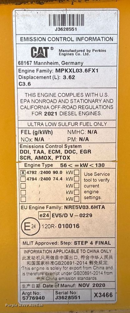 image for item EL6090 2021 Caterpillar 920 wheel loader