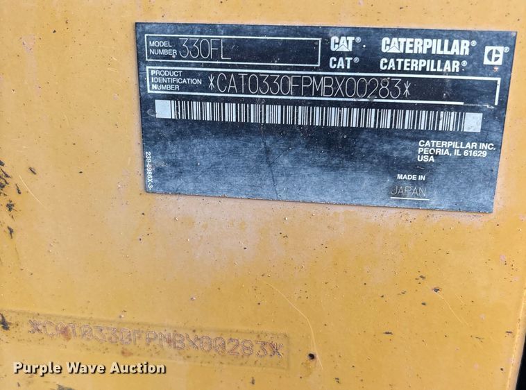 image for item EL6103 2016 Caterpillar 330F L excavator